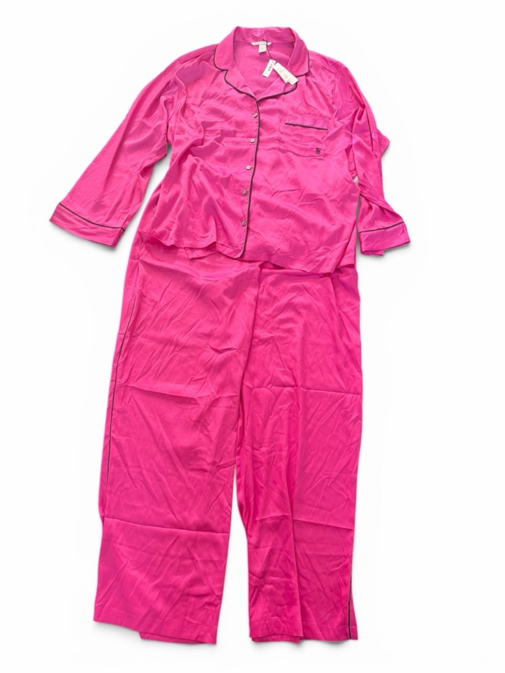 Victoria's Secret Hot Pink Satin Pajama Set